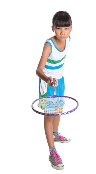 Mladá dívka, hrát badminton — Stock fotografie