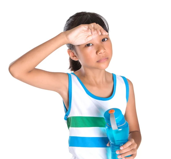 Menina com garrafa de água — Fotografia de Stock