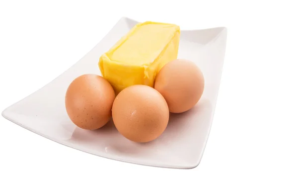 Ovos e manteiga — Fotografia de Stock