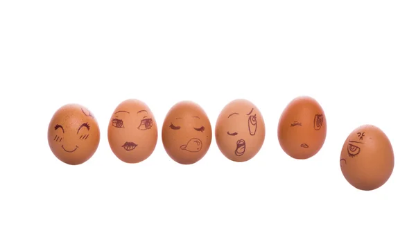 Espressione del viso sulle uova di pollo — Foto Stock