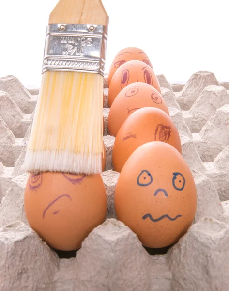 Expressões no rosto de ovos de galinha — Fotografia de Stock