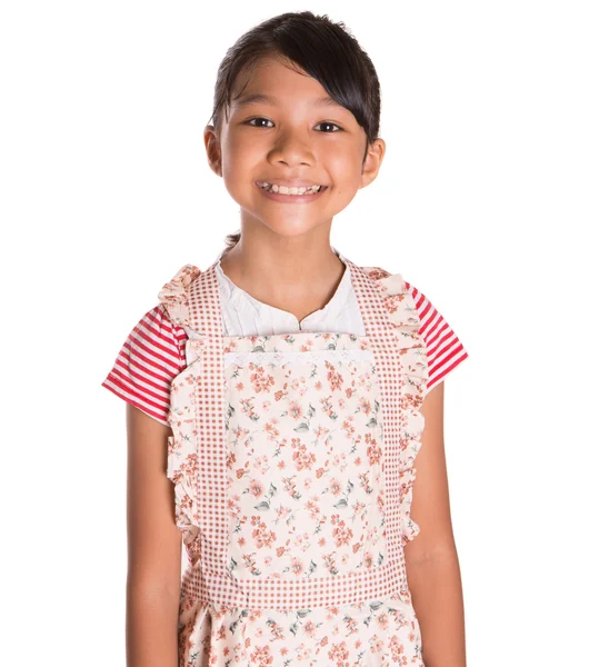 Girl Wearing Kitchen Apron — Stock Photo, Image