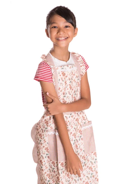 Menina vestindo avental de cozinha — Fotografia de Stock
