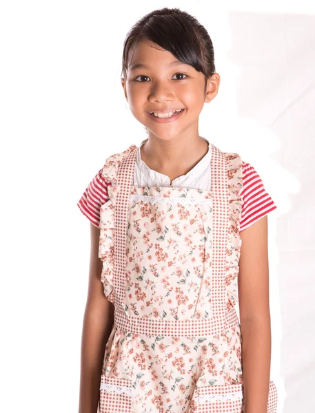 Girl Wearing Kitchen Apron — Stock Photo, Image