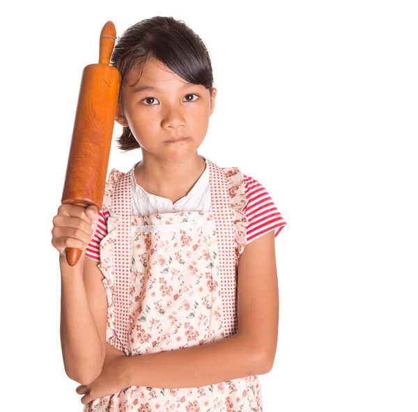 Ragazza con mattarello — Foto Stock