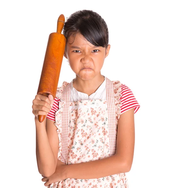 Girl With Rolling Pin — Stock Photo, Image
