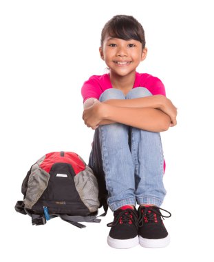 sırt çantası ile genç kız