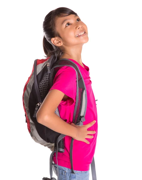 Menina com mochila — Fotografia de Stock