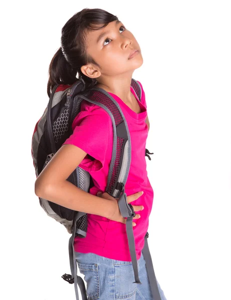 Menina com mochila — Fotografia de Stock