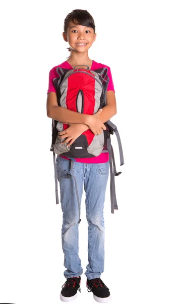 Junges Mädchen mit Rucksack — Stockfoto