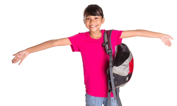 Menina com mochila — Fotografia de Stock