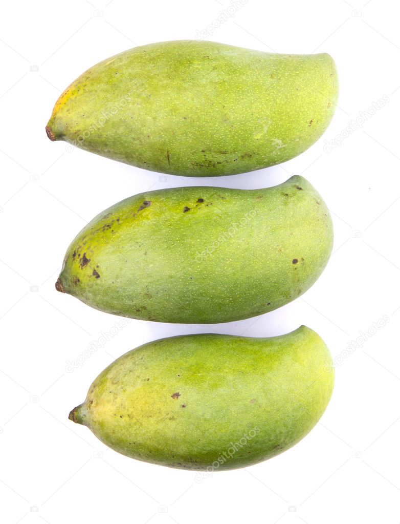 green mango fruit over white background &mdash