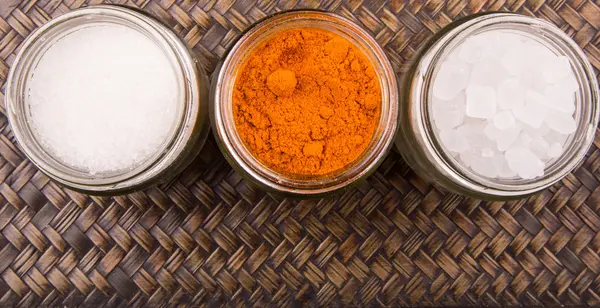 Sugar And Curry Powder Spices — Stock Photo, Image