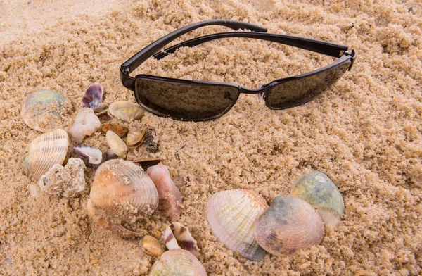 Zonnebril op zand — Stockfoto