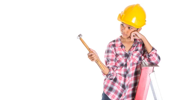 Young Girl With Hammer — Stock Photo, Image