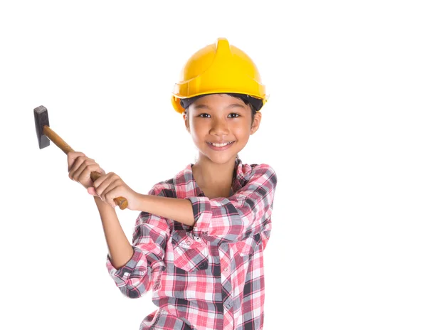 Young Girl With Hammer — Stock Photo, Image