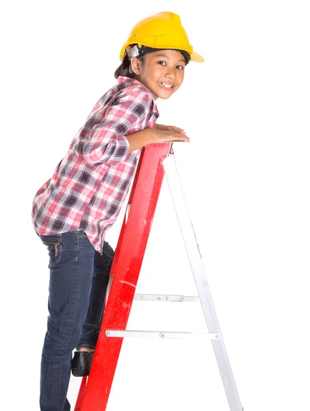 Young Girl On A Ladder — Stock Photo, Image