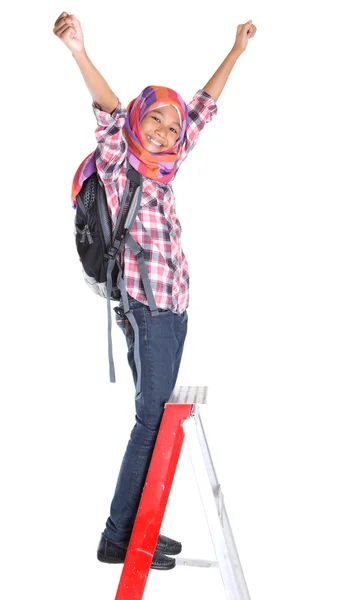 Muslim School Girl And Ladder — Stock Photo, Image