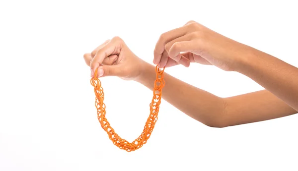 Hand bedrijf rubber band — Stockfoto