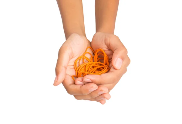 Hand holding  rubber band — Stock Photo, Image