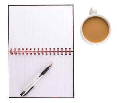 defter, kahve ve tükenmez kalem