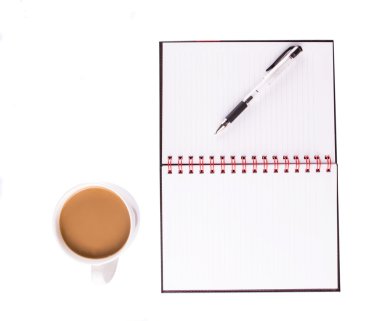 defter, kahve ve tükenmez kalem