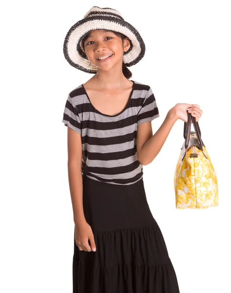 Young Girl With Yellow Handbag — Stock Photo, Image