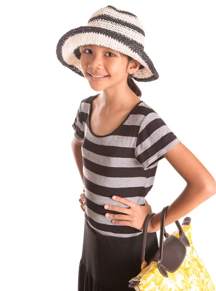 Young Girl With Yellow Handbag — Stock Photo, Image