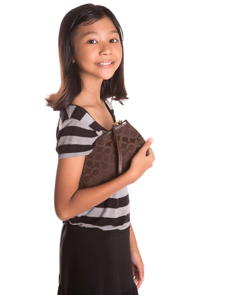 Young Girl With Brown Purse — Stock Photo, Image