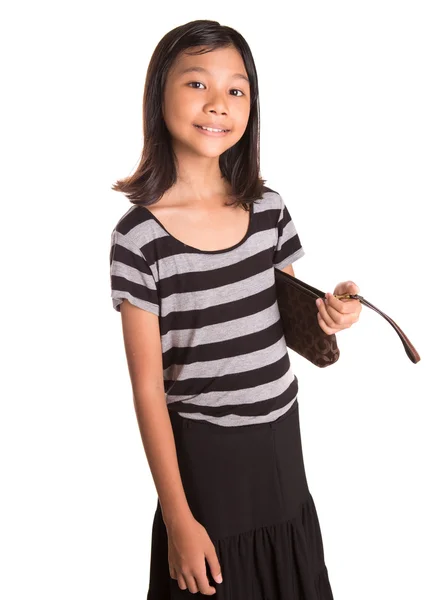 Young Girl With Brown Purse — Stock Photo, Image