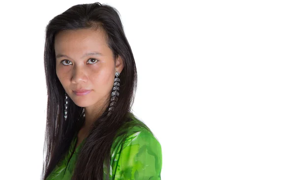 Azjatycki malay kobieta w zielonej sukni — Zdjęcie stockowe