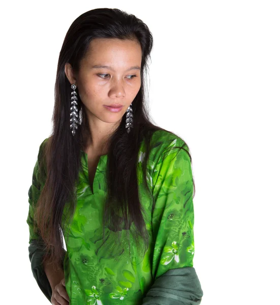 Asiatique Malais femme en robe verte — Photo