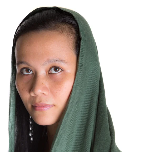 Muslim Woman With Green Headscarf — Stock Photo, Image