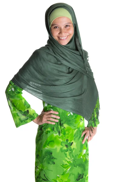 Mujer musulmana vestido verde — Foto de Stock