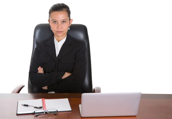 Asiatische Geschäftsfrau bei Ihr Büro Schreibtisch — Stockfoto