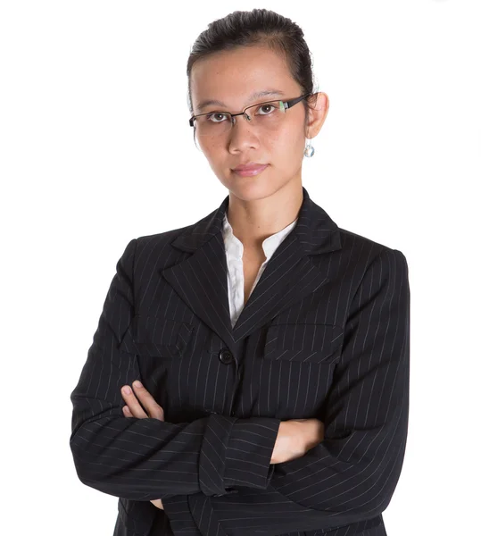 Aziatische zakenvrouw in donker pak — Stockfoto