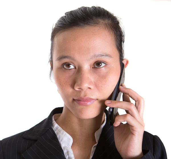 Bir akıllı telefon ile Asya iş kadını — Stok fotoğraf