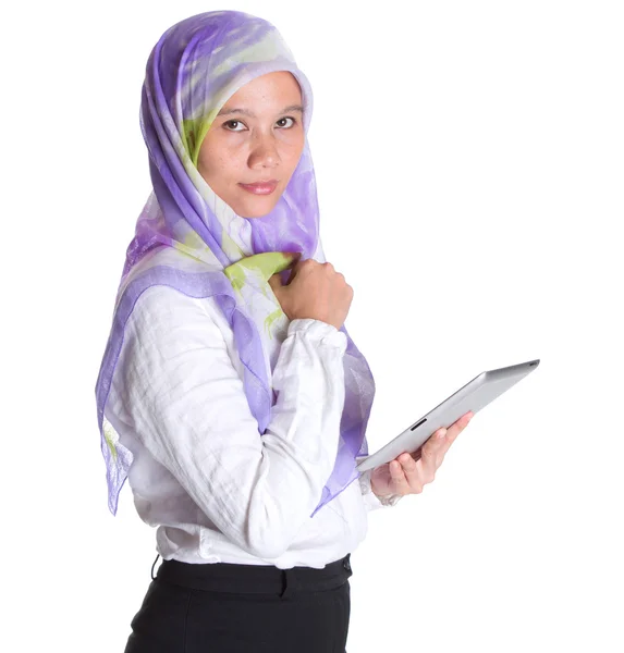 Muslim Female Proffesional With Computer Tablet — Stock Photo, Image