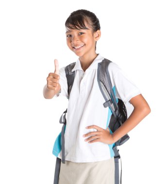 kız okul üniforması ve sırt çantası