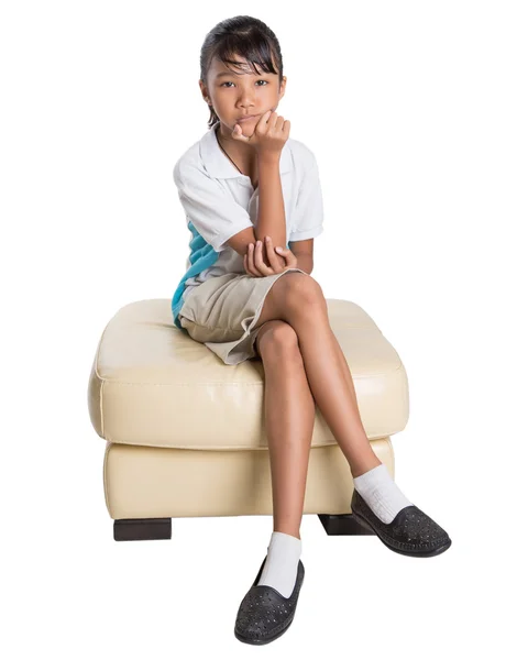 School Girl Sitting On Couch — Stock Photo, Image