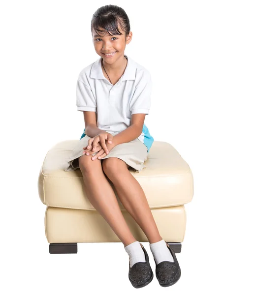 School Girl Sitting On Couch — Stock Photo, Image