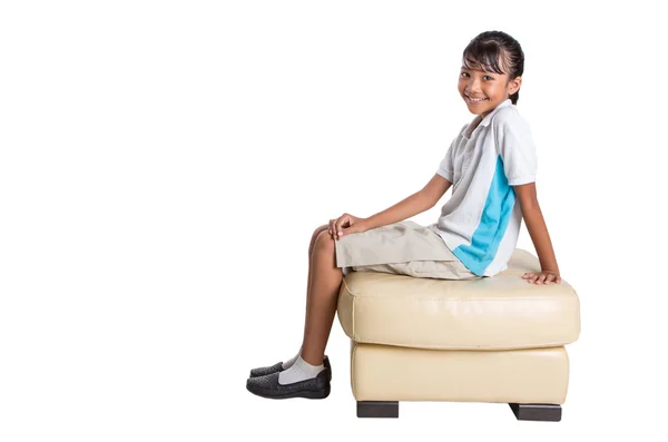 School Girl Sitting On Couch — Stock Photo, Image