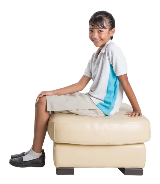 School Girl Sitting On Couch — Stock Photo, Image