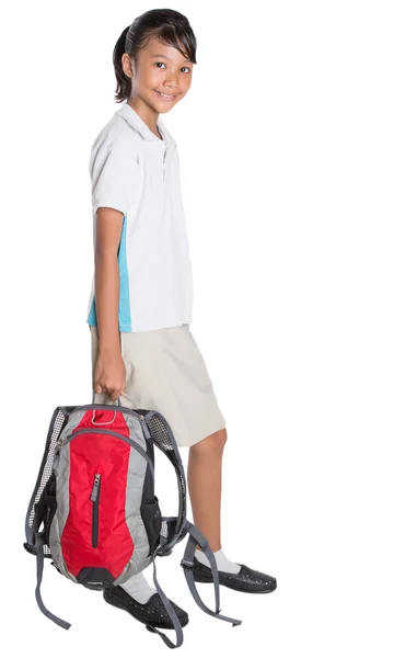 Girl In School Uniform And Backpack — Stock Photo, Image