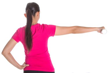 dumbbell ile kadın Asyalı