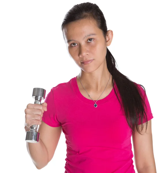 Female Asian With Dumbbell — Stock Photo, Image