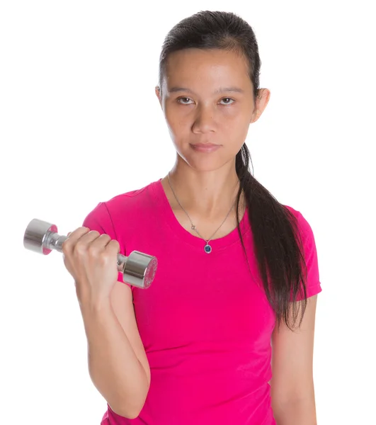 Female Asian With Dumbbell — Stock Photo, Image