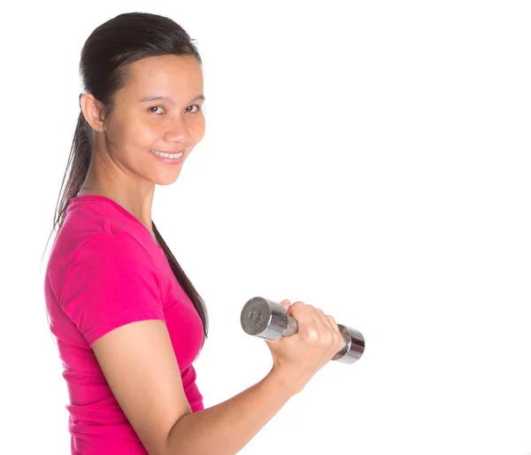 Female Asian With Dumbbell — Stock Photo, Image