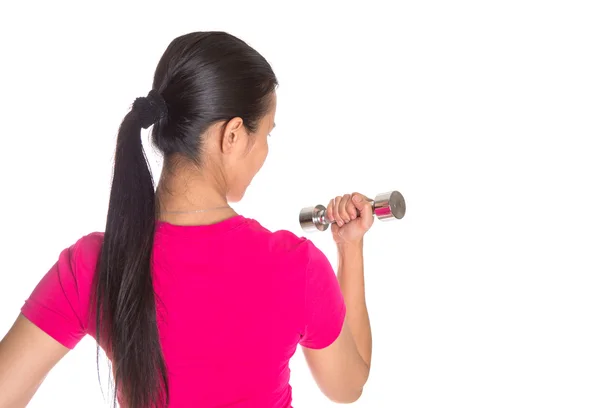 Female Asian With Dumbbell — Stock Photo, Image