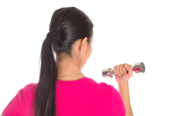 Female Asian With Dumbbell — Stock Photo, Image